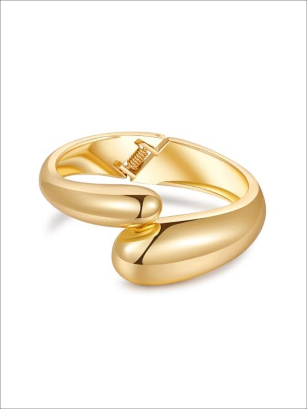 14K Gold Plated Bangle Bracelets for Women Wide Hinged Geometric Cuff